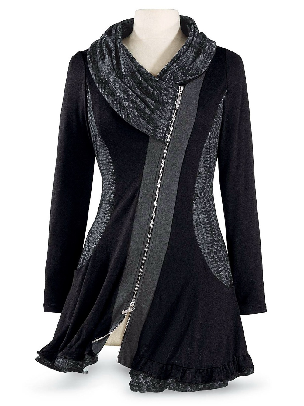 The Pyramid Collection Black Shawl Cowl Tunic Jacket